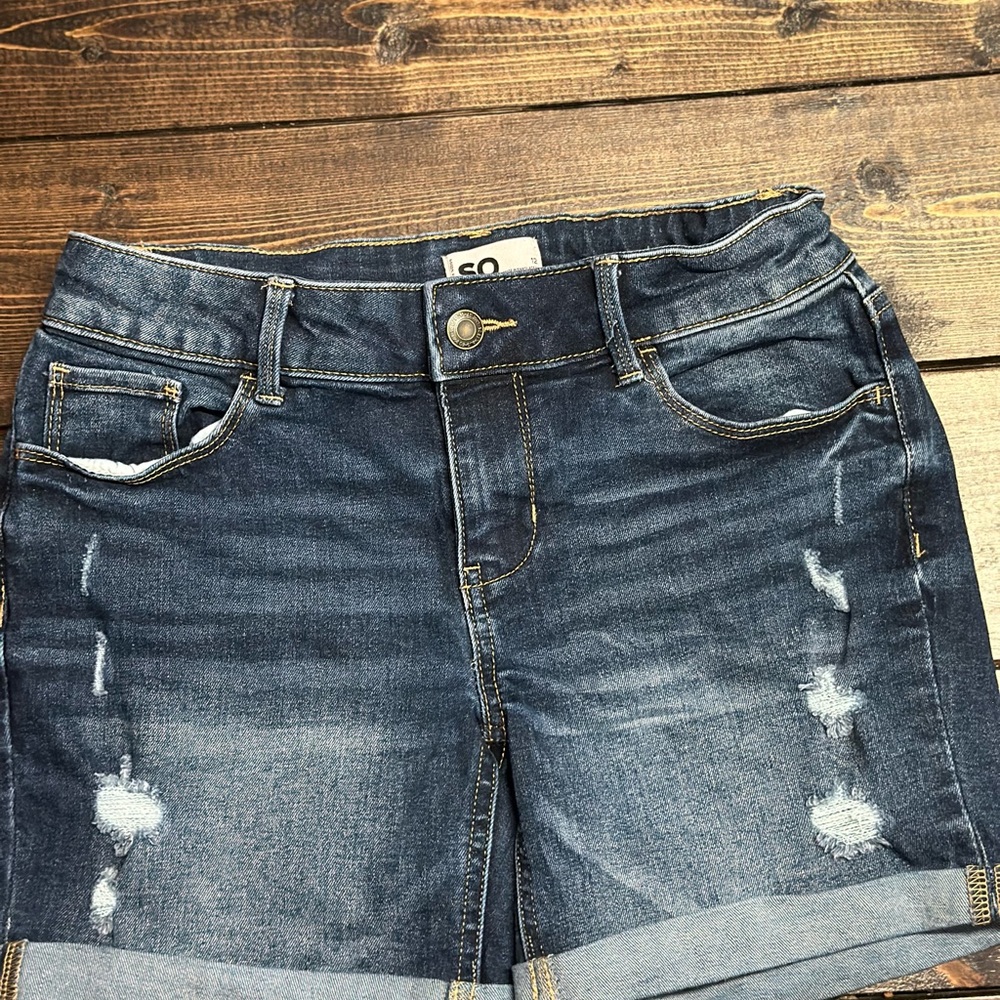 SO Kids Distressed Denim Shorts - Blue